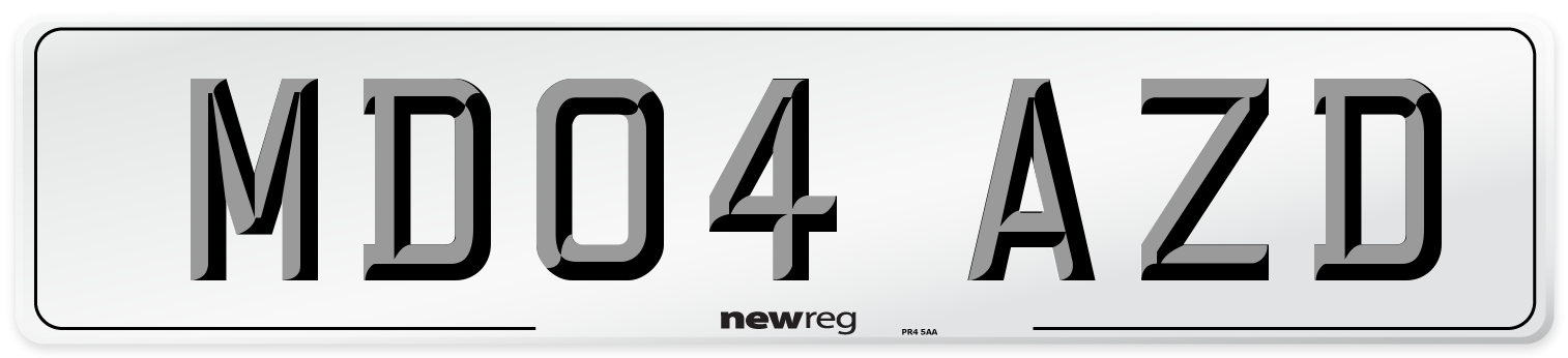 MD04 AZD Number Plate from New Reg